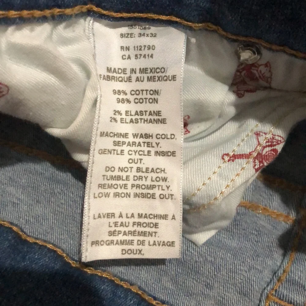 TRUE RELIGION RICKY relaxed straight fit denim jeans size 34